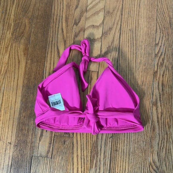 Becca by Rebecca Virtue L2052 Raspberry Ribbed Halter Bikini Top size D cup NWT - Picture 7 of 7